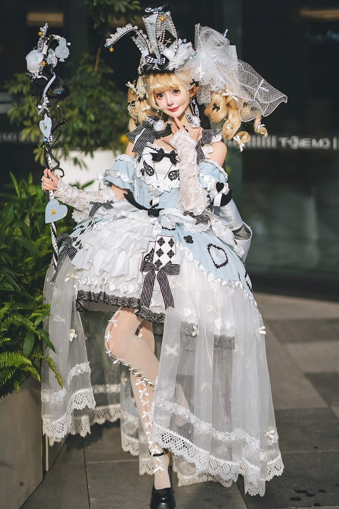 Alice Vibes Bunny Ears Mini Hat with Big Bow Veil - Hinana Queena