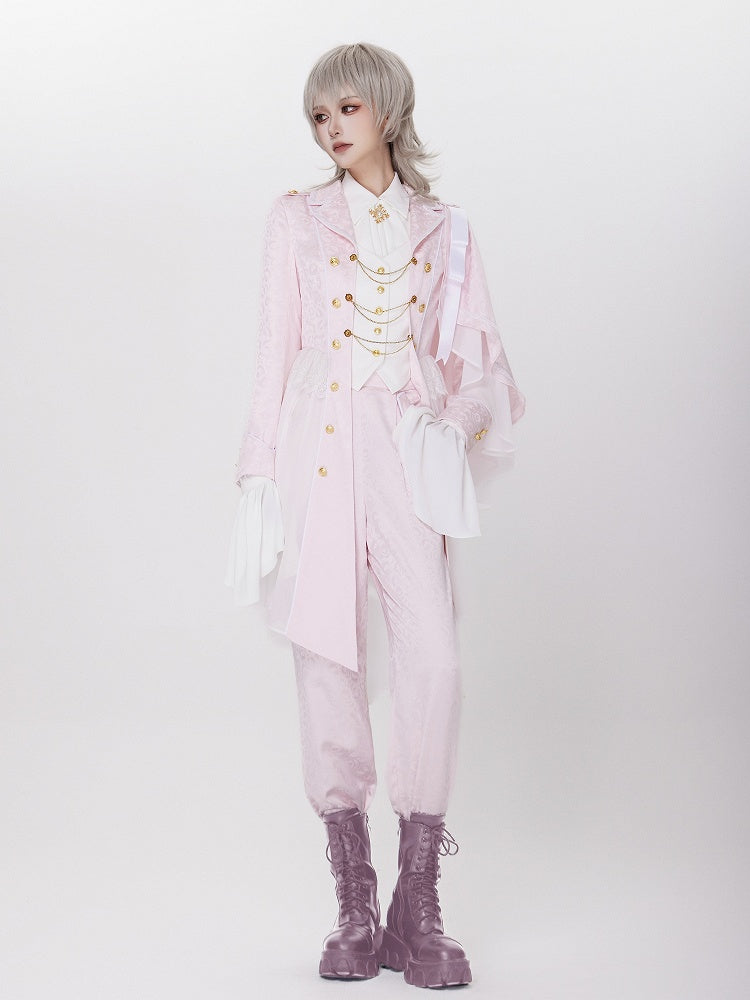 Sakura Pink Cherry Blossom Jacquard Cape Coat - DevilInspired Exclusive Collection