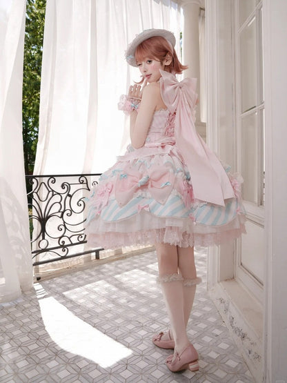 Pink & Blue Sweet Candy-themed Lolita JSK Dress - Meng Fu Zi