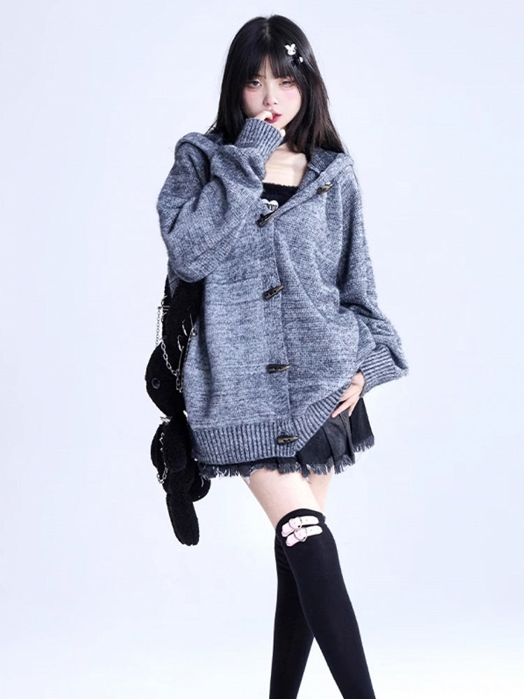 Hooded Cardigan Ears Gray Bunny