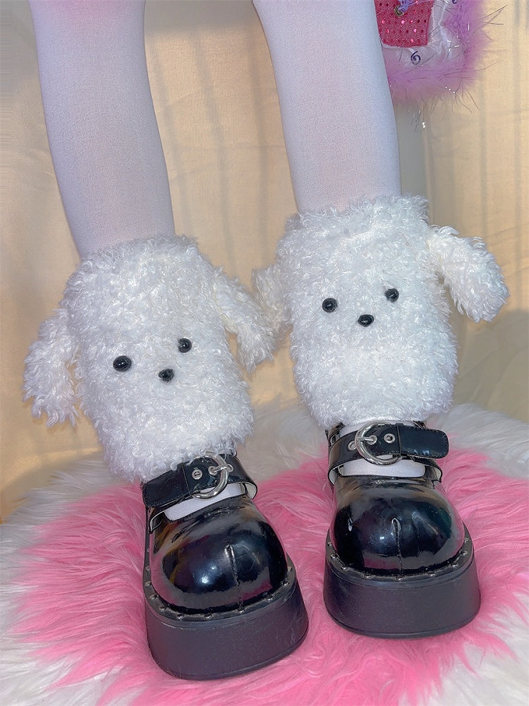 子犬の耳のデザインレッグウォーマー