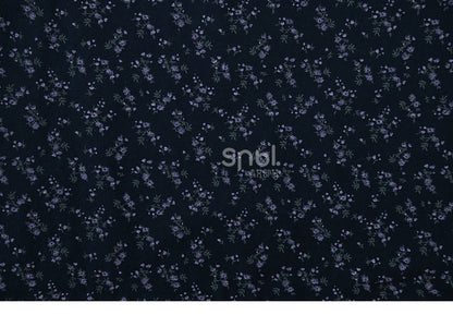 Dunkelblaues Mori Kei Blumenkleid mit Rüschenausschnitt und Blumenmuster