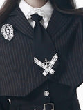Lace Cross with Pre-Tied Accent Necktie Metal Black/Gray