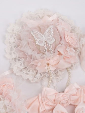 Hat White Rose Mini Butterfly Lace Pink Sweet Lolita
