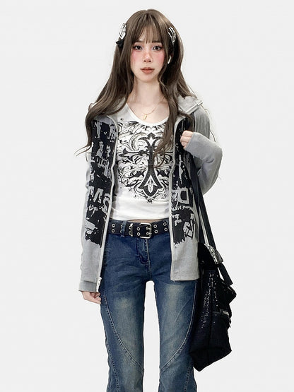 Gray Print Design Bittersweet Jacket