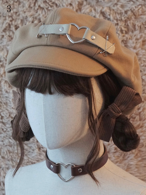 ボトンカーキ帽子ベレー帽装飾