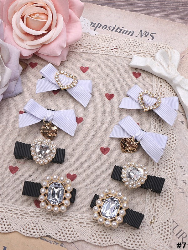 14 Color Rhinestone Pearl Hairclips Kei Heart Options Set Jirai