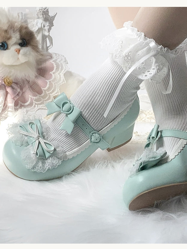 Heels aus Grass Top Lace - Sweet Mid Trim Bow Green