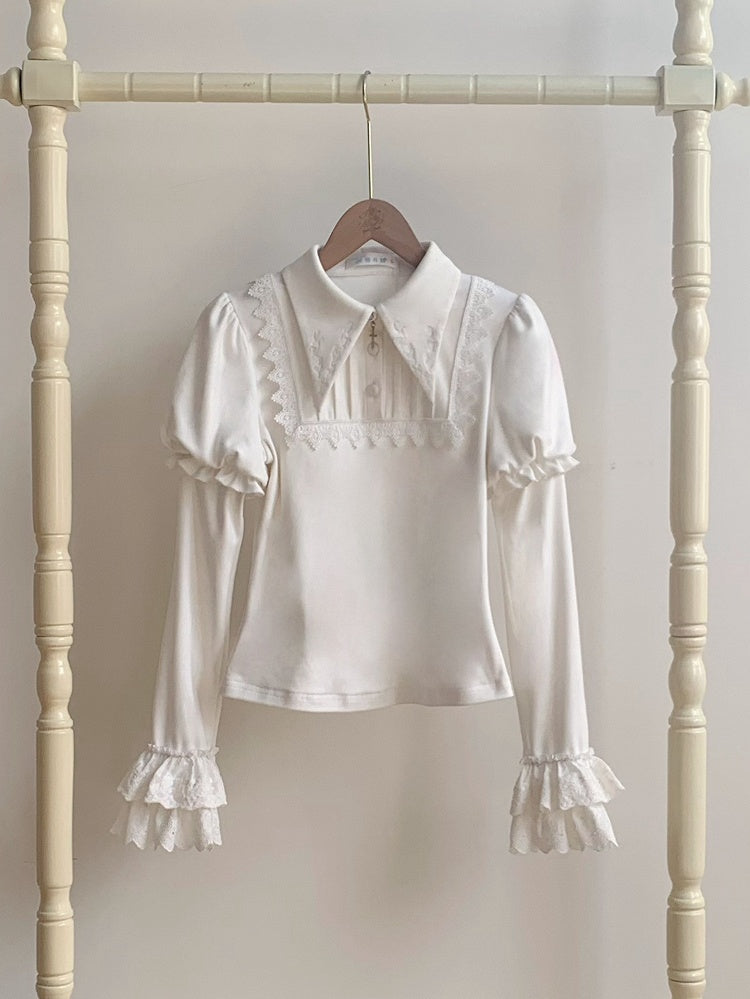 Collar White Gothic Top Sleeves Juliette Autumn/Winter for Lolita Pointed