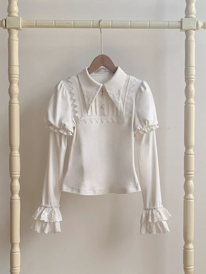 Collar White Gothic Top Sleeves Juliette Autumn/Winter for Lolita Pointed
