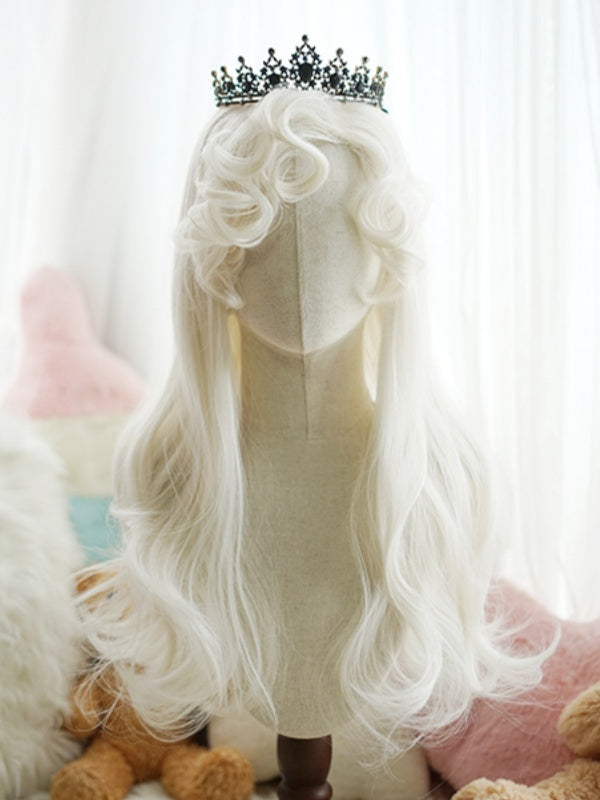 レッド/ライトブロンド/ホワイト/キャラメル 60cm ロングウェーブウィッグ（カール前髪付き）