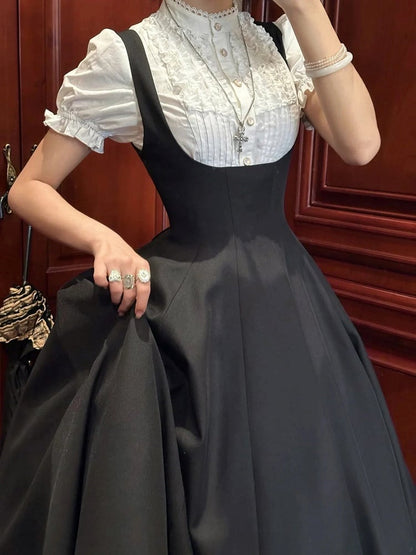 Black Waist Cinched Bust Lolita JSK Dress Under Elegant