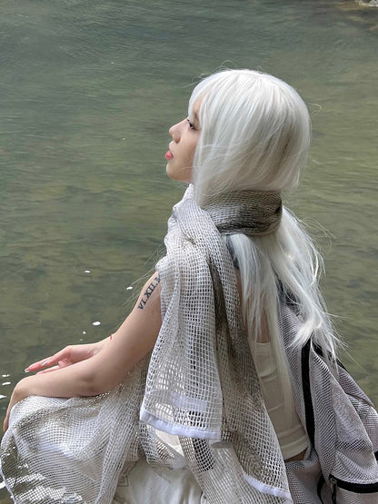 White Wig Bangs Full 68CM with Straight