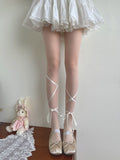 White Tights Straps Semi-sheer Self-tie Lolita
