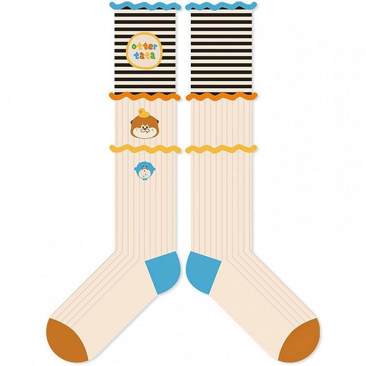 Cute Otter Pattern Ruffled Cuff Cartoon Socks