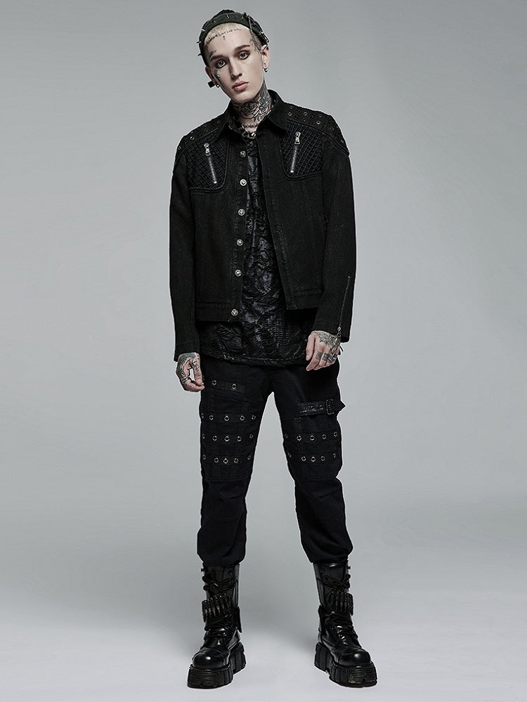 Rugged Men's Punk Black Jacket