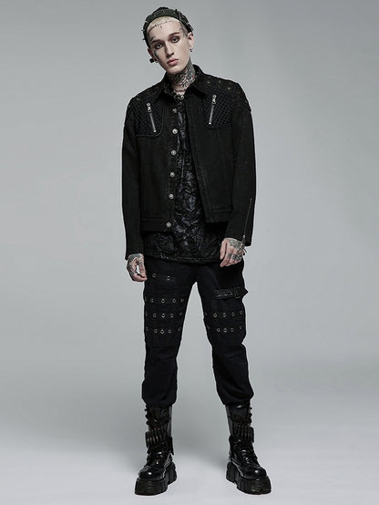 Rugged Men's Punk Black Jacket