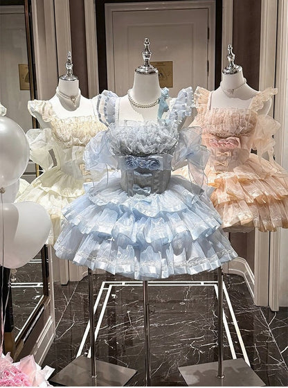 Basque Waist Lolita Jumper Dress with Bow Details - Diamond Honey