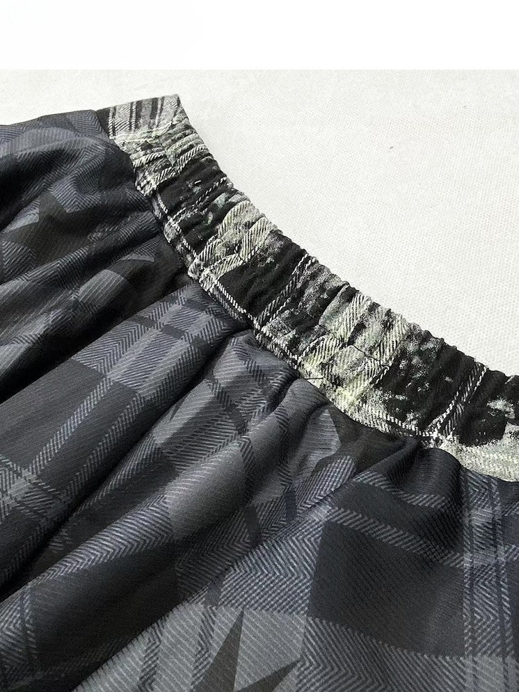 Plaid Star Pattern Hem Skirt Print Handkerchief Blue