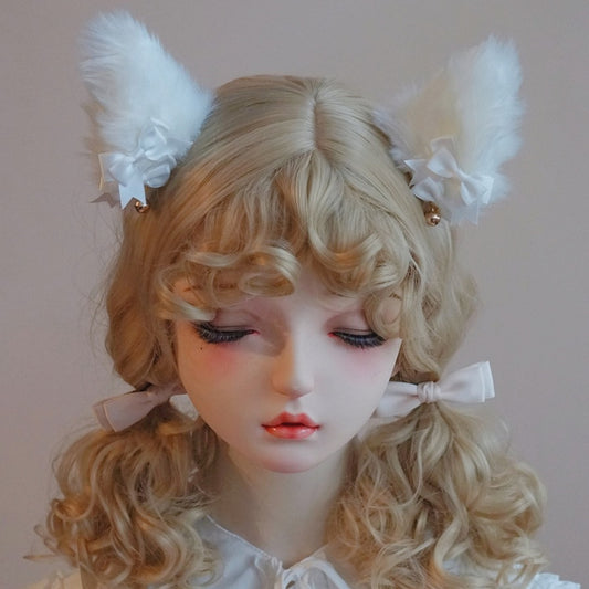 Bowknot White Ear Details Cat Hairclips