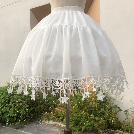 Lolita Petticoat Puffy White 45CM Star-Decorated Boned