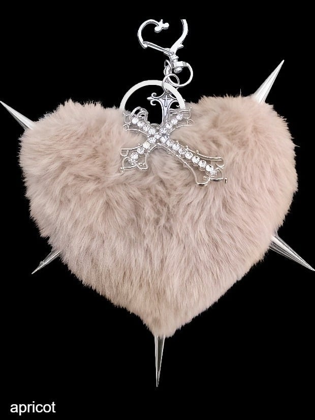 Porte-clés cœur en peluche Y2K avec pics croisés - Kiwi Store