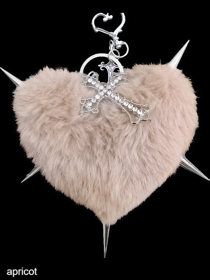 Porte-clés cœur en peluche Y2K avec pics croisés - Kiwi Store