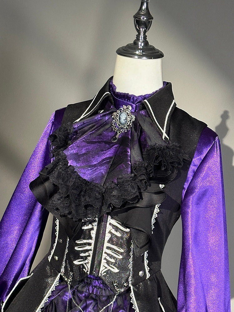 Purple and Black Gothic Jabot Tie