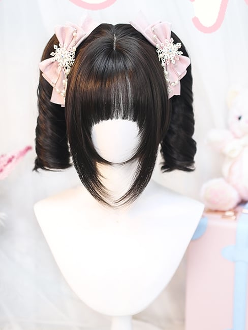 Klaue, gewellter Bob-Pferdeschwanz, 25 cm, Tee/Braun/Blond, Schnitt + Doppelclips, schwarz, 25–30 cm, Perücke