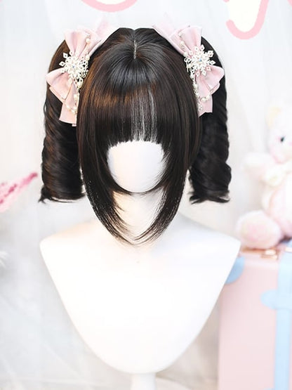 Klaue, gewellter Bob-Pferdeschwanz, 25 cm, Tee/Braun/Blond, Schnitt + Doppelclips, schwarz, 25–30 cm, Perücke