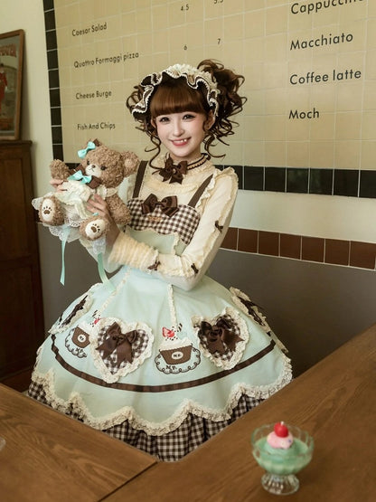 Shape Green Lolita Heart Mint JSK Applique Cake Hem and Embroidery Pompompurin