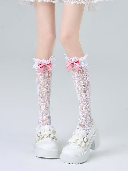 Decoration 3 Socks Lace Calf Kei Bow Jirai Colors
