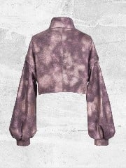 with Sleeves Applique Denim Punk Cutout Pink Y2K Dusty Bishop Jacket Crop Pastel Heart Distressed