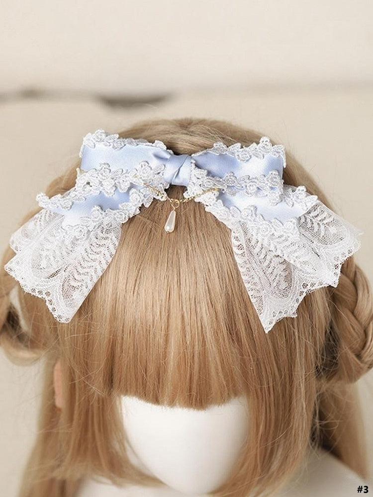 Bowknot Hairclip Options Light 3 Blue Sweet Lolita