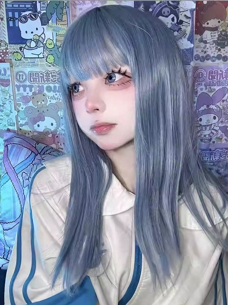 前髪ストレートウィッグ 長さ60cm ブルーエア付き