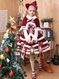 Christmas Lolita Full Set – JSK Dress + White Long Sleeve Top + Red Cape | Xiong Dou Jiang