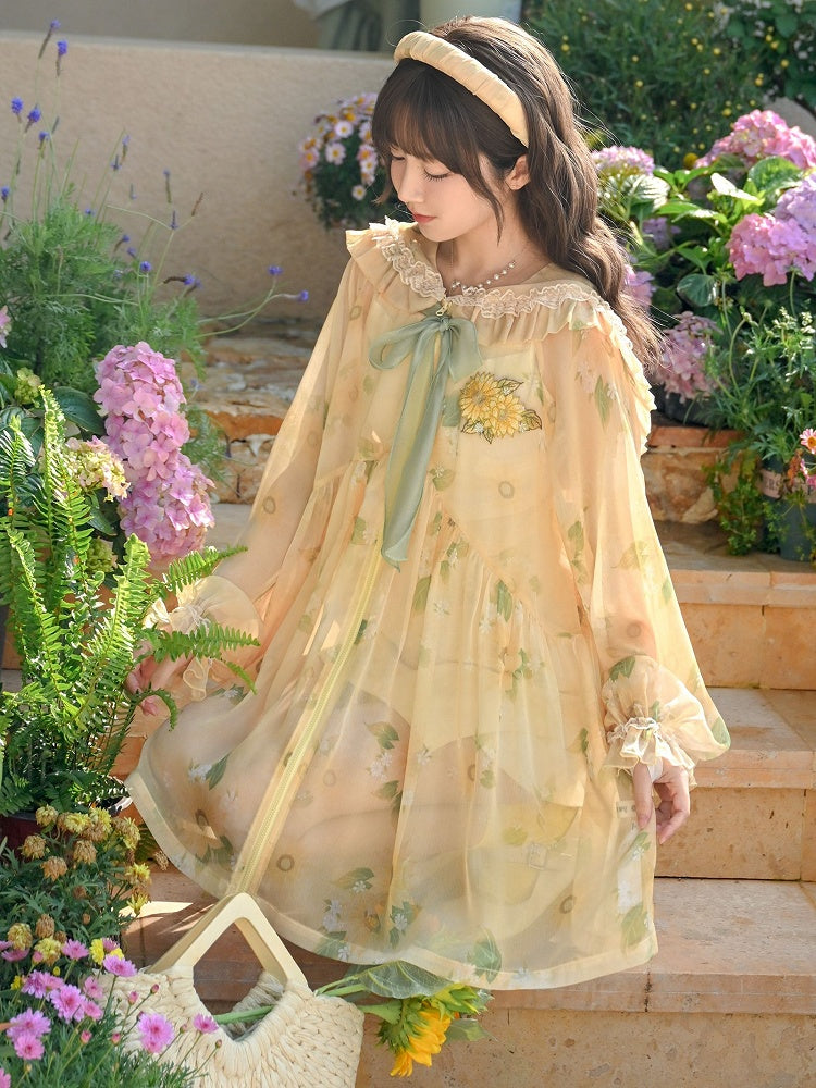 Sonnenblumen-Überwurf mit Kapuze, Urlaubsdruck