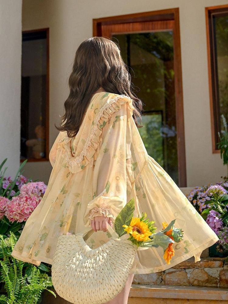 Sonnenblumen-Überwurf mit Kapuze, Urlaubsdruck