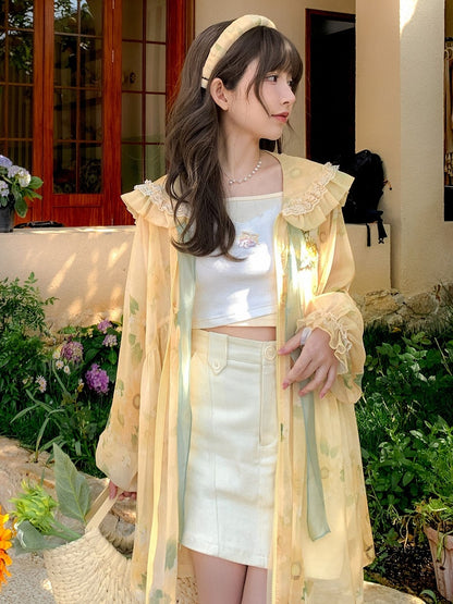 Sonnenblumen-Überwurf mit Kapuze, Urlaubsdruck