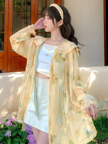 Sonnenblumen-Überwurf mit Kapuze, Urlaubsdruck