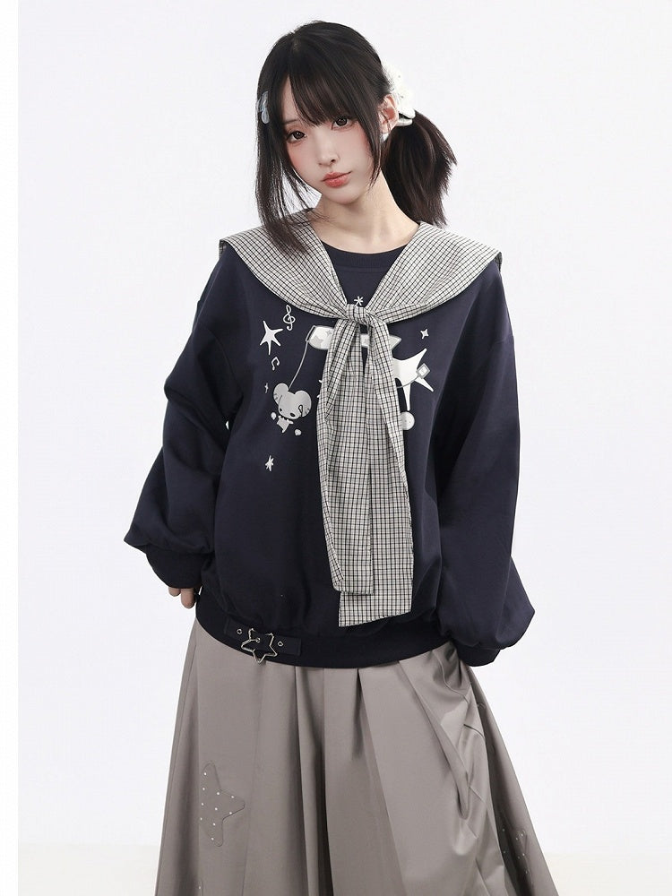 Casual Kawaii Gray White Plaid Shawl - PINK SAVIOR