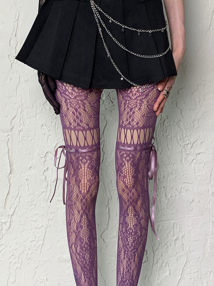 Self-tie Color Design 5 Punk Hollow-out Options Tights Straps
