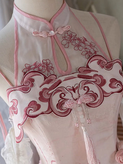 Cheongsam Print Jumper Full Style Rock Lolita Sakura Set Kleid Qi Pink