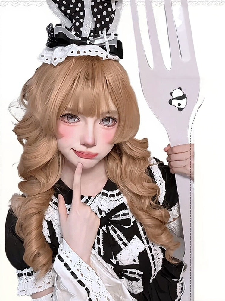 60cm Platinum Curly Bob with Hime Fringe - Meow Island Wig