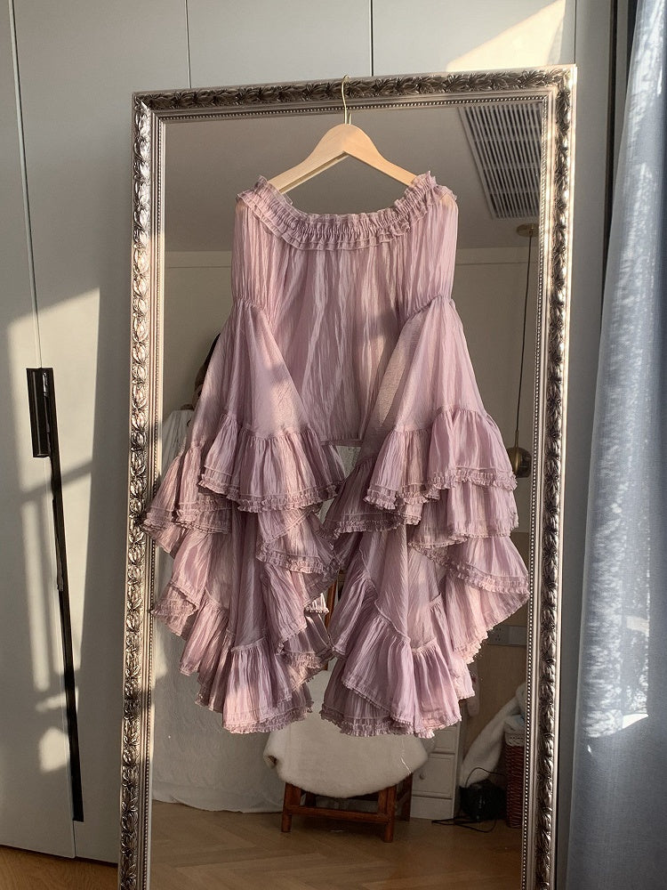 7-Color Cascading Ruffle Bell Sleeve Lolita Top - Starry Messenger