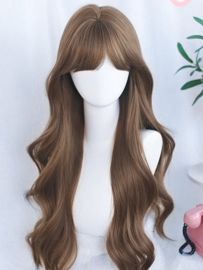 60-70cm Haarperücke gewellt lang braun