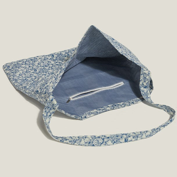 Blue Pattern Light Bag Fruits with Flower Shoulder