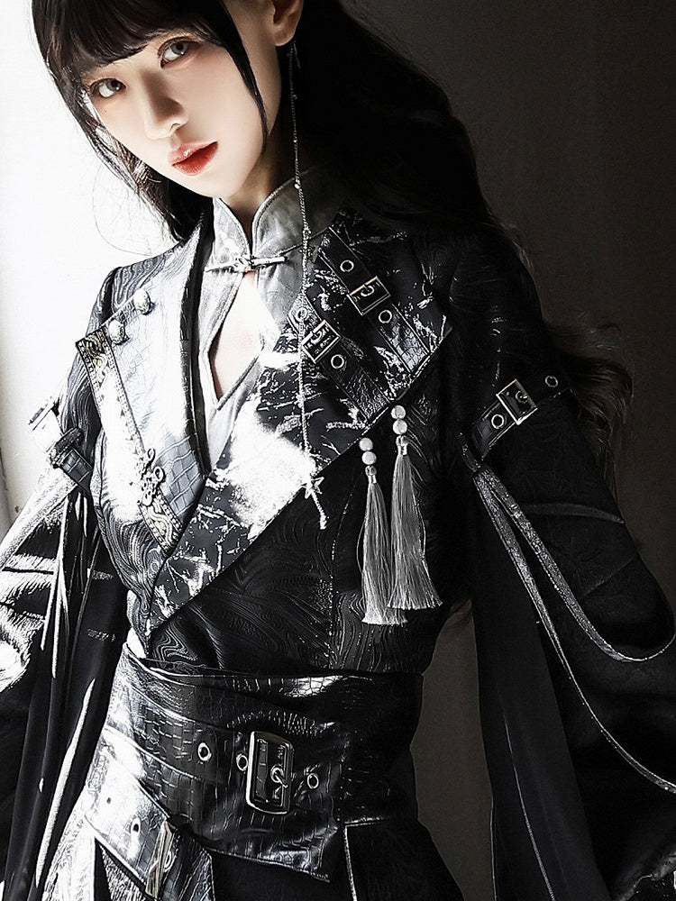 Dragon-Embroidered Han Ensemble with Corset & Trousers - Unknown Star