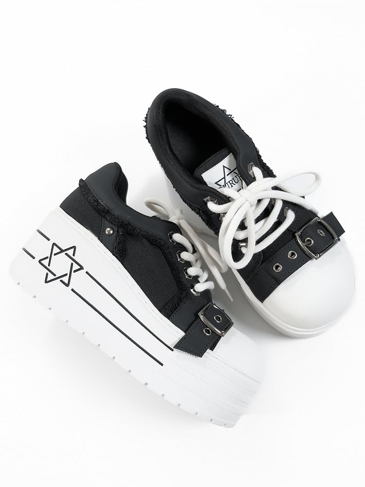 Platform - Sneakers Punk Pattern Black Hexagram