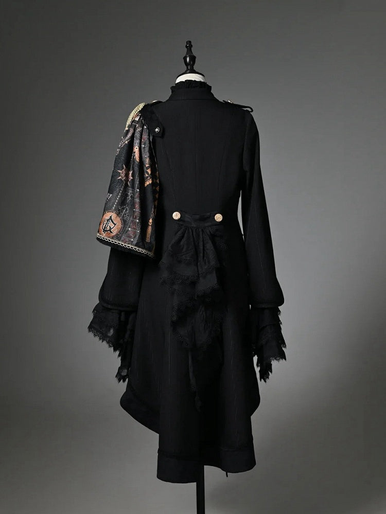 Black Ouji Top & One-Shoulder Cape Tailcoat